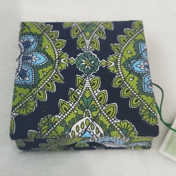 Vera Bradley Cambridge Navy Blue Green Quilted Pattern Note Box NWT - Picture 8 of 9